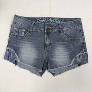 Rebel By Right Short Shorts Denim Size 9 Blue Distressed